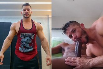 Musculoso chupa o negão dotado e leva gozada no cu